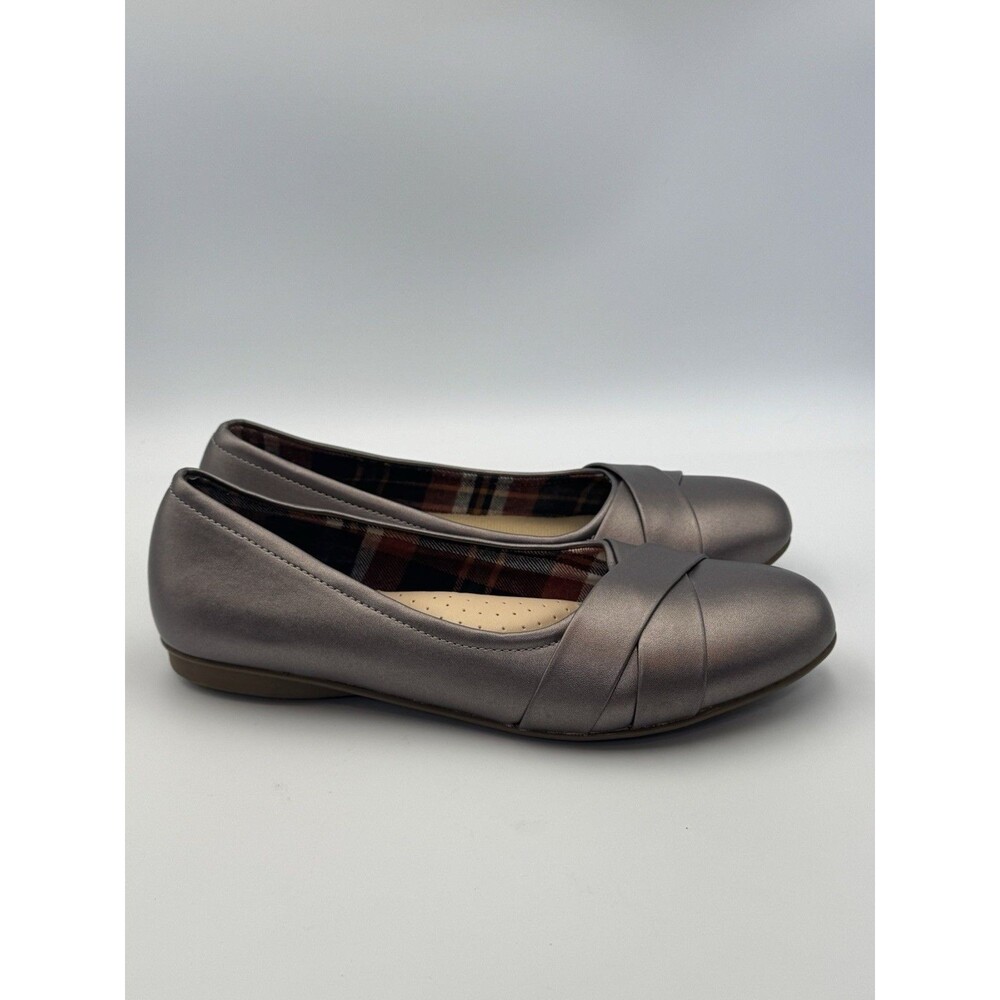 Goldtoe Orthotech Flats Women’s 9M Bronze Comfort‎ Shoes Cushioned Plaid Lined